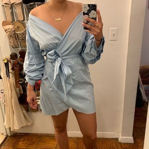 Off the shoulder wrap dress